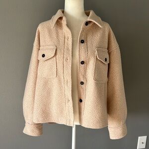 La Miel Boucle Shacket Jacket Oversized Pale Pink Cream